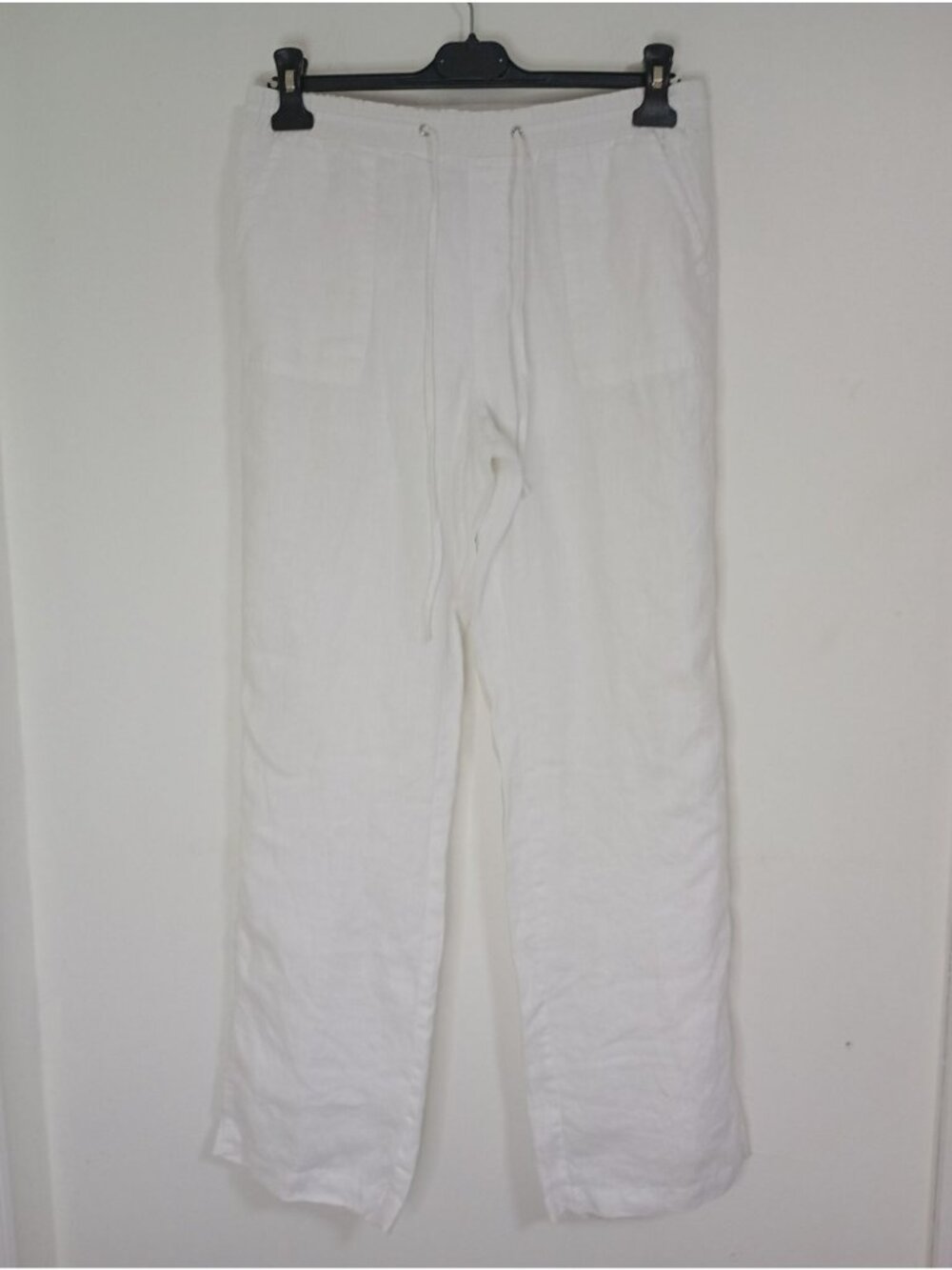 Neiman Marcus White Linen 100% Drawstring Pants Medium Summer Vacation Beach